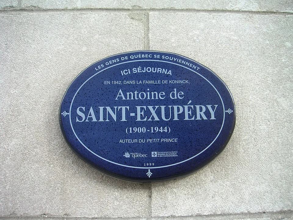 Antoine de Saint-Exupéry - The historical marker outside of a house in Quebec City, Canada, where Antoine de Saint-Exupery stayed in 1942.