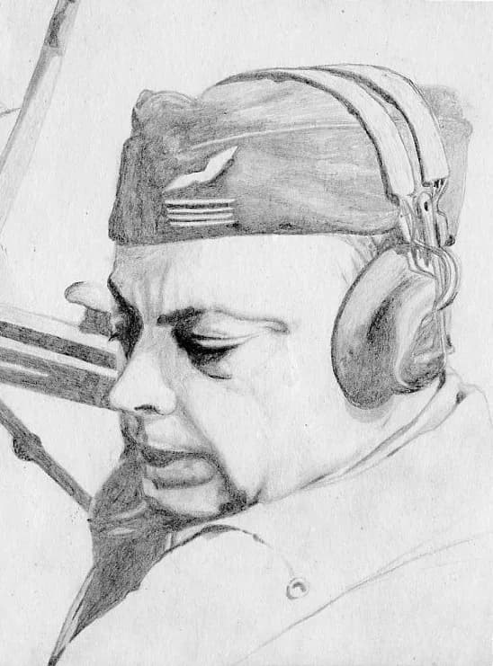 Antoine de Saint-Exupéry - Antoine de Saint-Exupery. Scanned drawing.
