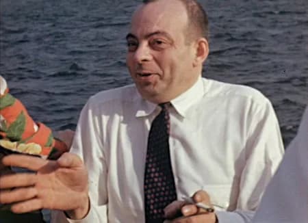Antoine de Saint-Exupéry - A still image of Saint-Exupéry during a boat tour of a lake near Montreal, Canada, filmed in May 1942. The image was extracted from a single frame of an approximate two minu