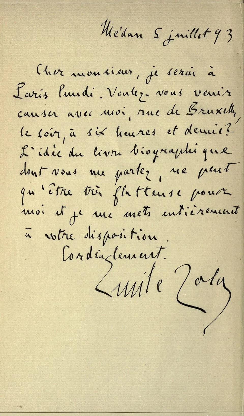 Émile Zola - Zola to R H Sherard 1893