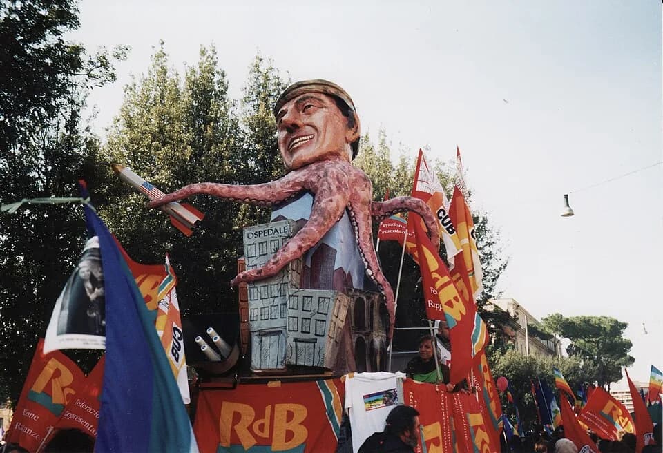 Silvio Berlusconi - The peace demonstration in Rome, Italy, on 15th February 2003, against the Iraq War
