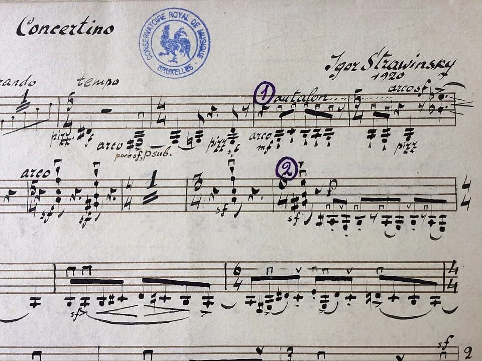 Igor Stravinsky - Stravinski, Concertino pour quatuor à cordes, op. 20 (Bibliothèque du Conservatoire royal de Belgique)