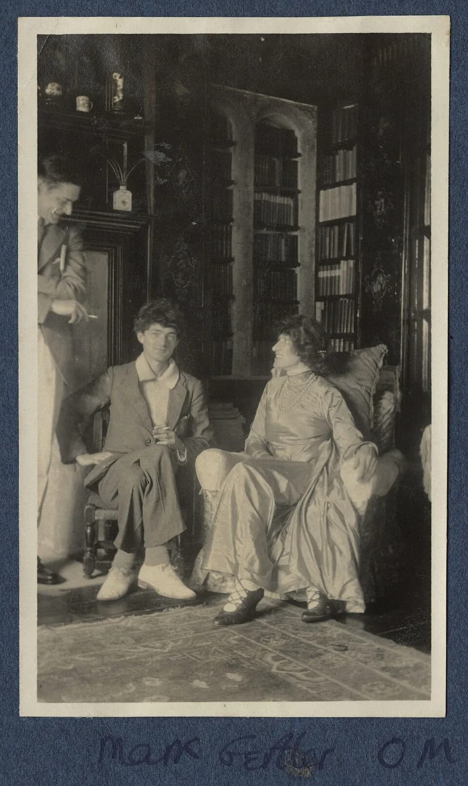 T. S. Eliot - Thomas Stearns ('T.S.') Eliot; Mark Gertler; Lady Ottoline Morrell, by Lady Ottoline Morrell (died 1938). See source website for additional information.