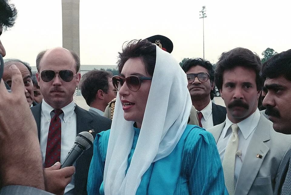 Benazir Bhutto - Benazir Bhutto, the Prime Minister of Pakistan, speaks to the press upon her arrival for a state visit at Andrews Air Force Base.