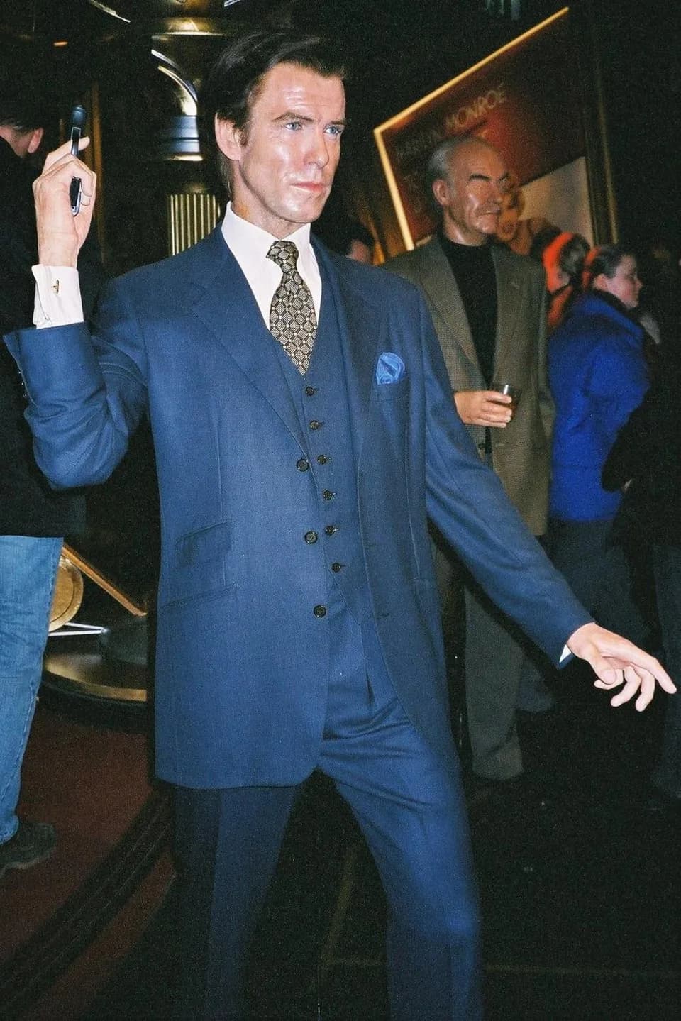 Sean Connery - Pierce Brosnan 007. Madame Tussaud wax museum, London.