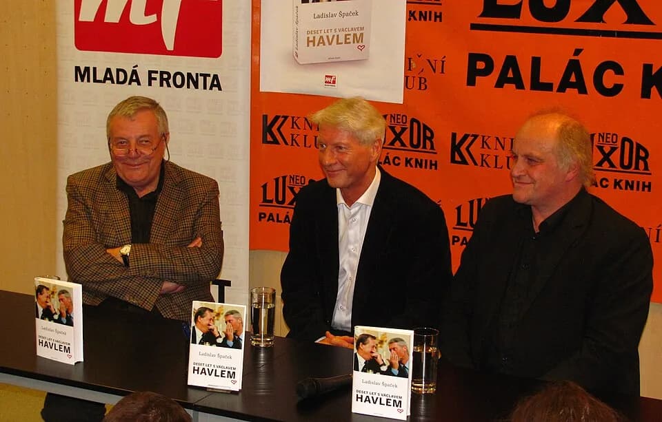 Václav Havel - Karel Hvížďala, Ladislav Špaček, Michael Kocáb (from left) during  Špaček´s new book launch ("Ten years with Václav Havel"), Prague March 5th, 2012