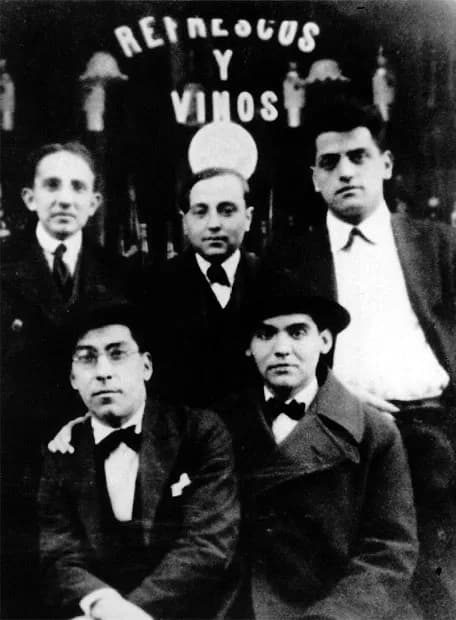 Federico García Lorca - Benjamín Jarnés, Huberto Pérez de la Ossa, Luis Buñuel. Rafael Barradas y Federico García Lorca en Madrid, 1923