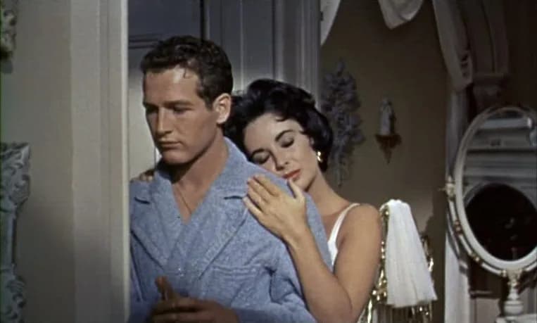 Elizabeth Taylor - Screenshot of Elizabeth Taylor and Paul Newman from the trailer for the film w:en:Cat on a Hot Tin Roof (film)