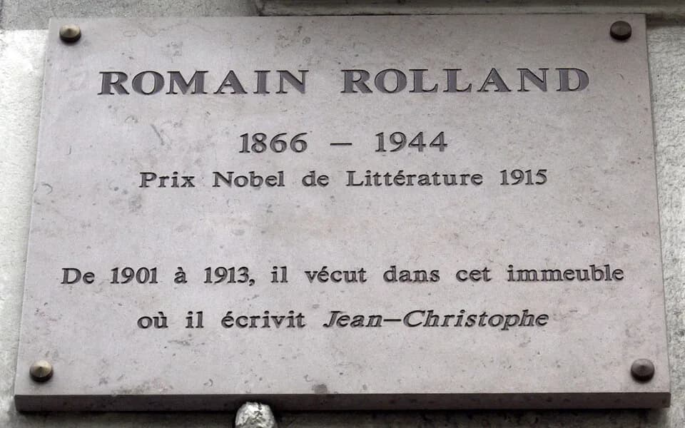 Romain Rolland - Plaque apposée au n° 162 du boulevard du Montparnasse, Paris 14e, où vécut Romain Rolland (1866-1944) de 1901 à 1913 et où il écrivit Jean-Christophe.