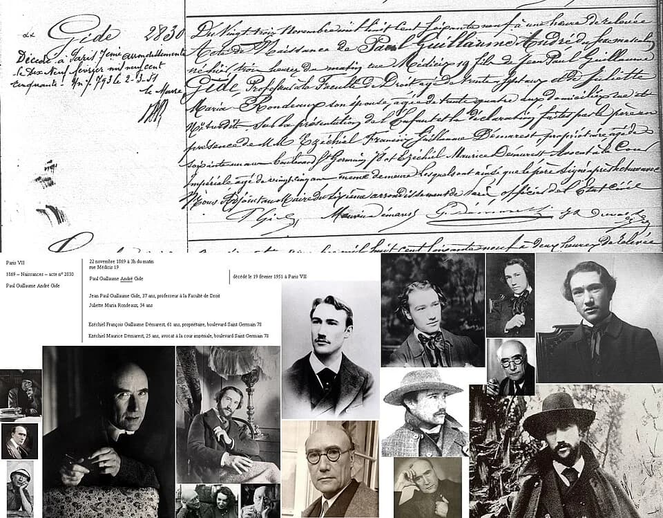 André Gide - acte de naissance à Paris VI d'André Gide (1869-1951)