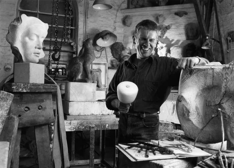 Samuel Beckett - John Roberts at his King’s Cross Studio 1995 Photograph by John Millar
