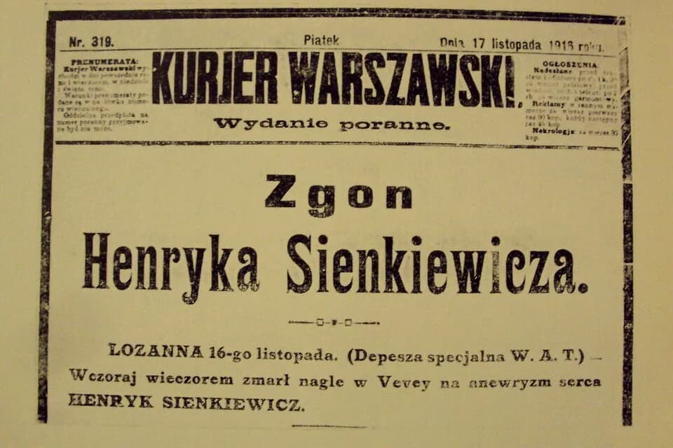 Henryk Sienkiewicz - Warsaw Courier of 17 November 1916, informing about the death of Henryk Sienkiewicz