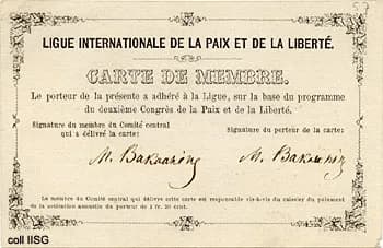 Mikhail Bakunin - Bakunin's membership card of the League of Peace and Freedom