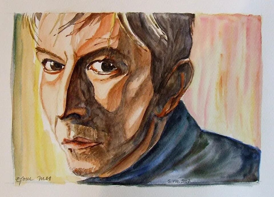 David Bowie - The portrait of David Bowie like I see him. So, it's the different view, like the name of picture is. Watercolour.