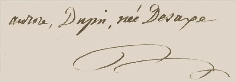 George Sand - Signature of Marie Aurore of Saxony (1748-1821).