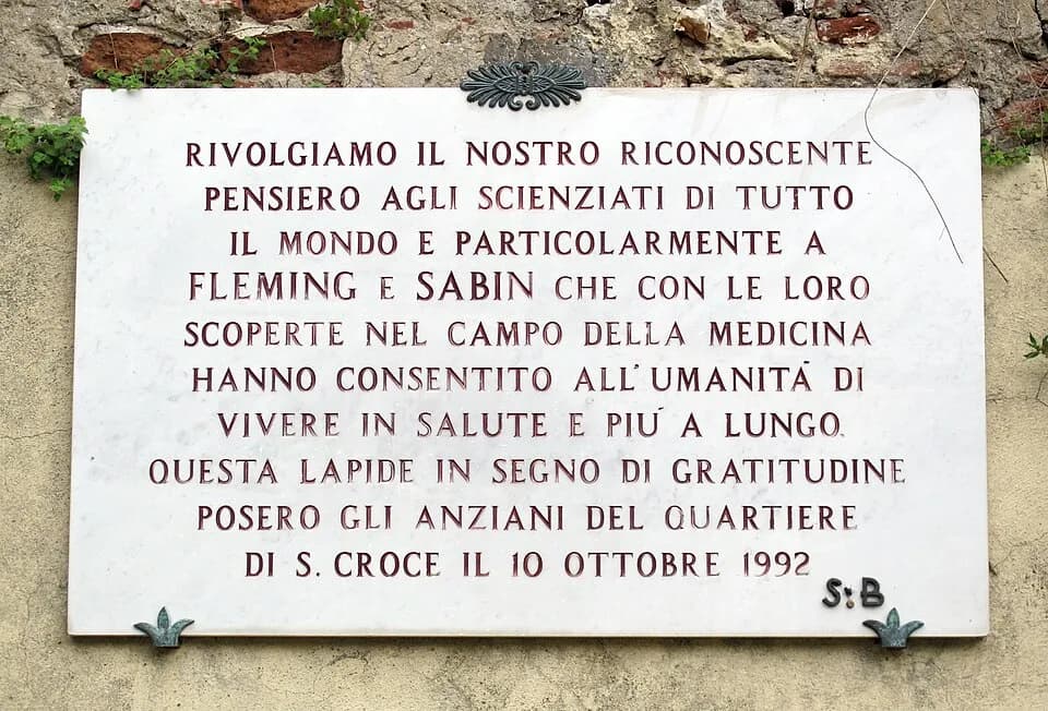 Alexander Fleming - Giardino di borgo allegri, lapide fleming e sabin (1992)