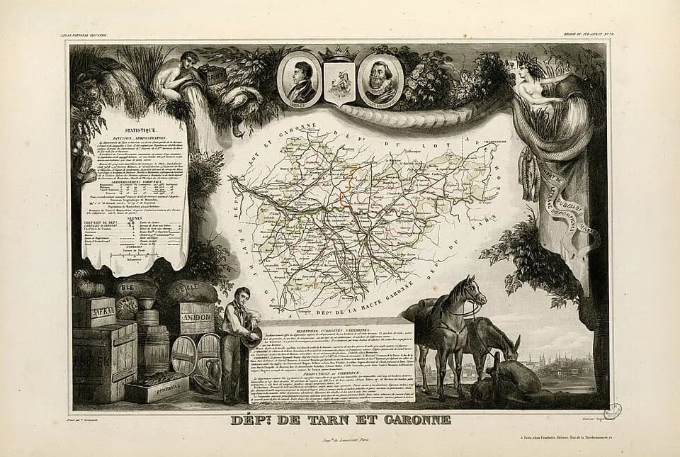 Jean-Auguste-Dominique Ingres - Titre complet du recueil : Atlas national illustré des 86 Départements et des Possessions de la France divisé par Arrondissements, Cantons et Communes avec le tracé de 