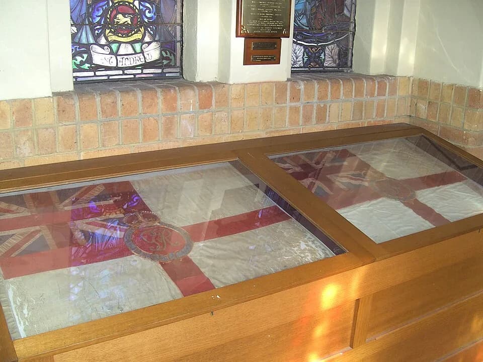 George V - Royal Australian Navy Colours of George V and George VI, at HMAS Cerberus' St Mark's Chapel.