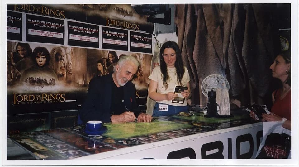 Christopher Lee - Christopher Lee at Forbidden Planet New Oxford Street, signing The Two Towers.