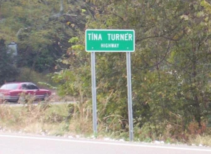 Tina Turner - Photo of a roadsign on TN 19 between Brownsville and Nutbush