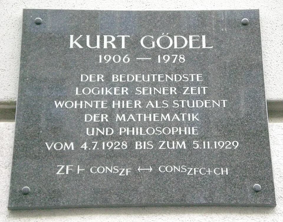Kurt Gödel - Gedenktafel für Kurt Gödel in der Lange Gasse im 8. Wiener Gemeindebezirk.