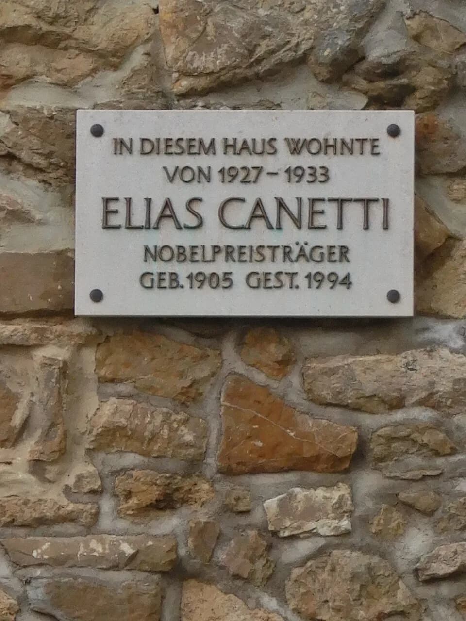 Elias Canetti - Gedenktafel für Elias Canetti (Wien, Hagenberggasse 47)