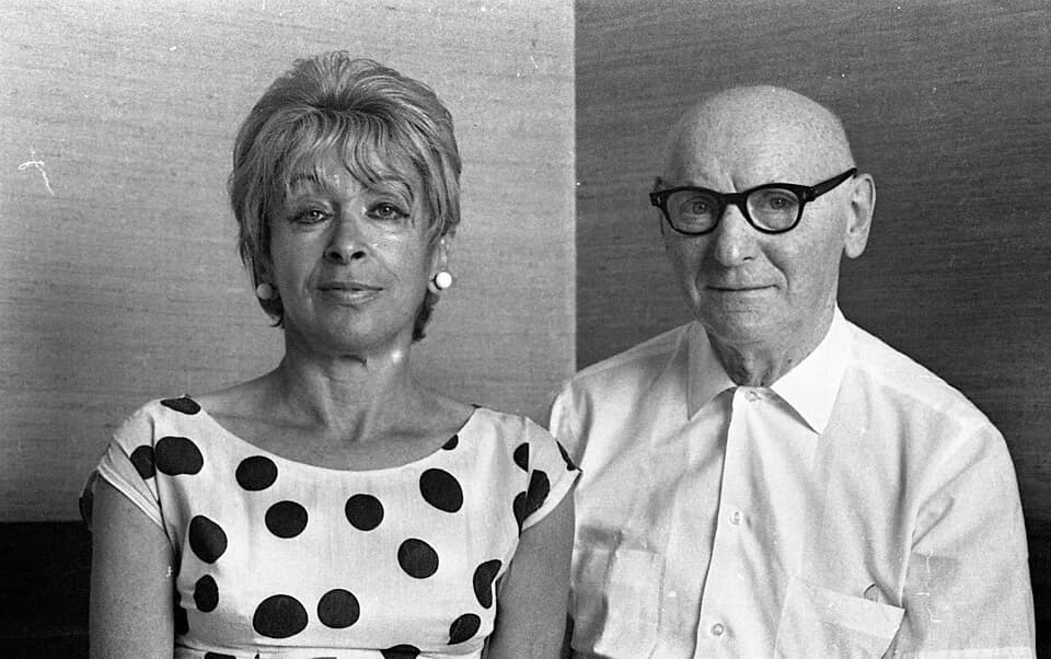 Isaac Bashevis Singer - Isaac Bashevis Singer and unidentified woman.