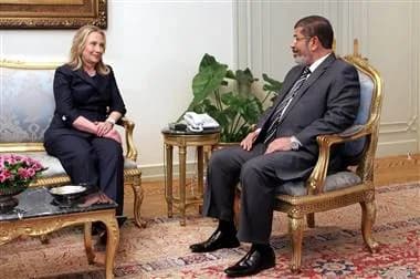 Mohamed Morsi - Hillary Clinton meets with Egyptian President Mohammed Morsi. July 2012.