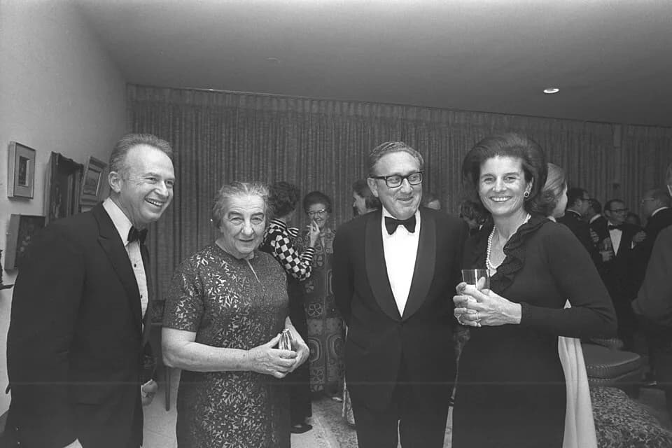 Yizhak Rabin - 1968-1973: Yitzhak Rabin as the Israeli Ambassador in the US with his wife, Leah, PM Golda Meir and Minister of Foreign Affairs Henry Kissinger.
For more from the IDF:

http://www.idfbl