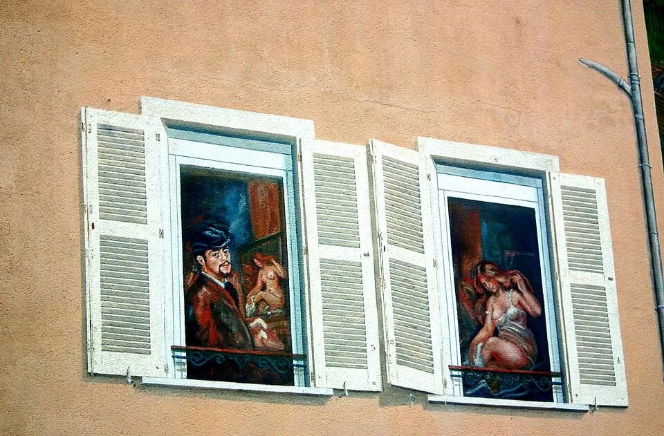 Pierre-Auguste Renoir - Ренуар  в окне со своей героиней