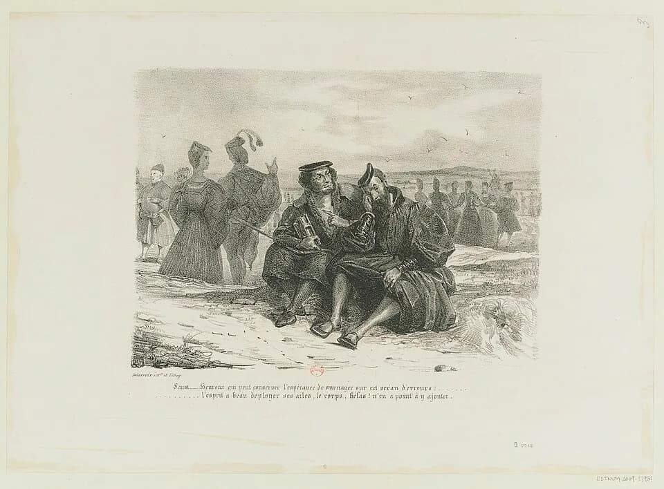 Eugène Delacroix - Sujet : Faust (personnage légendaire)
Goethe, Johann Wolfgang von (1749-1832). Faust
Delacroix, Eugène (1798-1863). Faust
Scènes -- 1800-1869
Référence bibliographique : Moreau, 61
