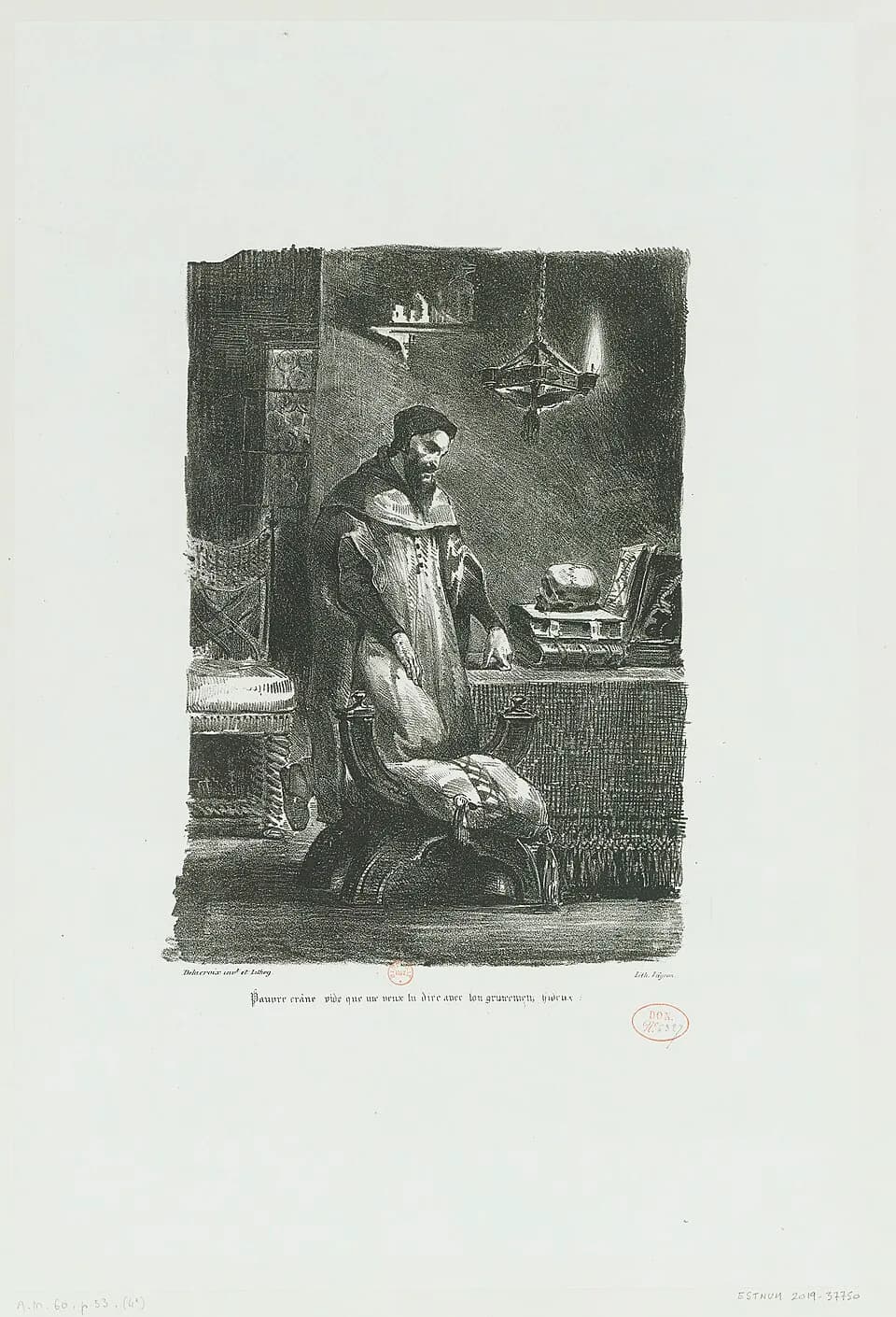 Eugène Delacroix - Sujet : Faust (personnage légendaire)
Goethe, Johann Wolfgang von (1749-1832). Faust
Delacroix, Eugène (1798-1863). Faust
Crâne
Scènes -- 1800-1869
Référence bibliographique : Morea