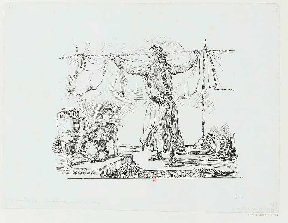 Eugène Delacroix - Sujet : Marocaines -- Tanger (Maroc)
Garçons -- Tanger (Maroc)
Séchage du linge
Amphores
Scènes de genre -- 1800-1869
Référence bibliographique : Moreau, 15
Référence bibliographiqu