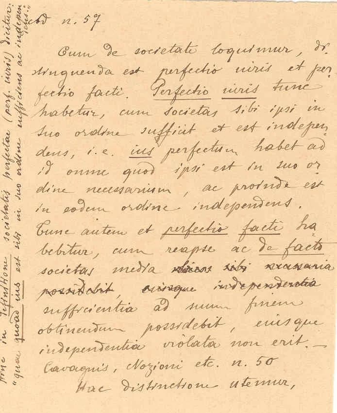 Pius XII - A 1899 handwritten page by Eugenio Pacelli. This is a noteworthy document because the page is small, about 10 centimetres high, and the handwriting is extremely small and exact.