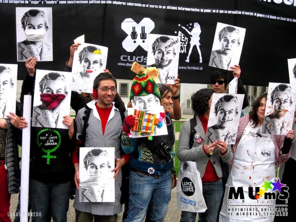 Gabriela Mistral - Posters of Gabriela Mistral in a LGBT parade, in Santiago de Chile