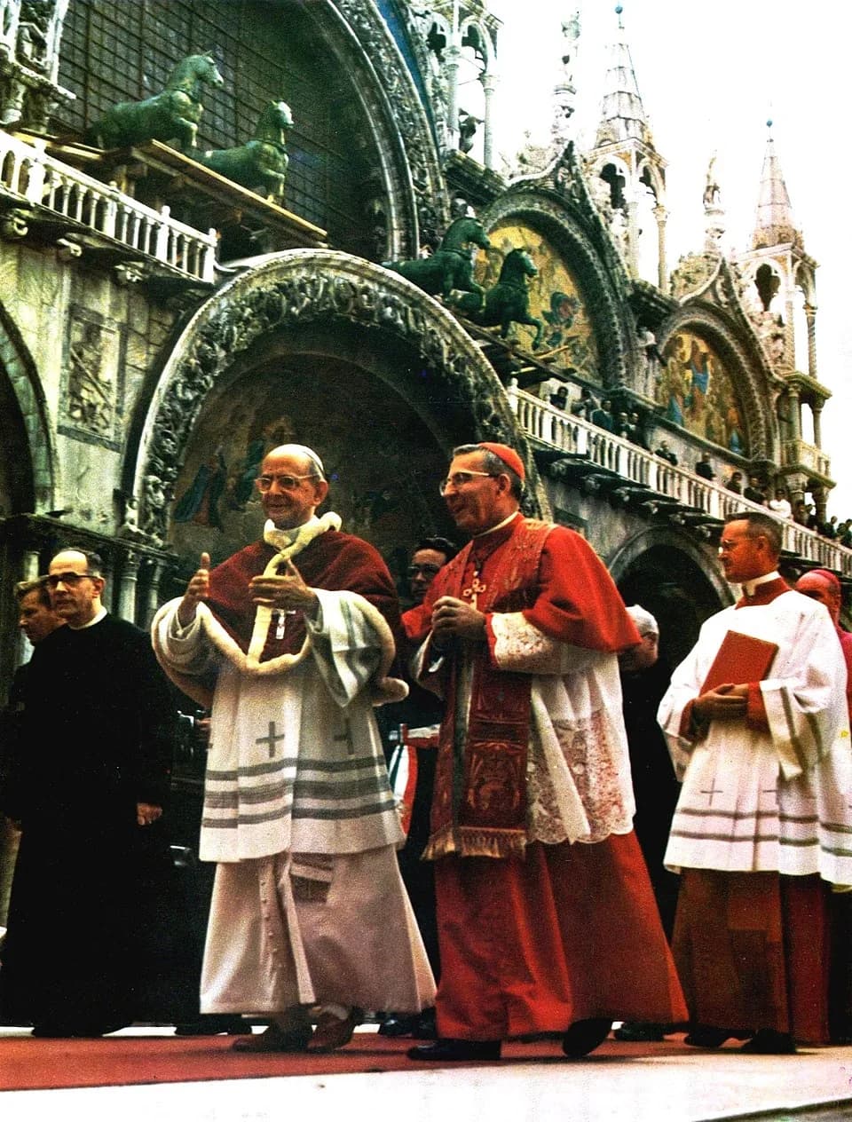 John Paul I - Visit of Pope Paul VI in Venice in 1972 with the Cardinal Patriarch Albino Luciani