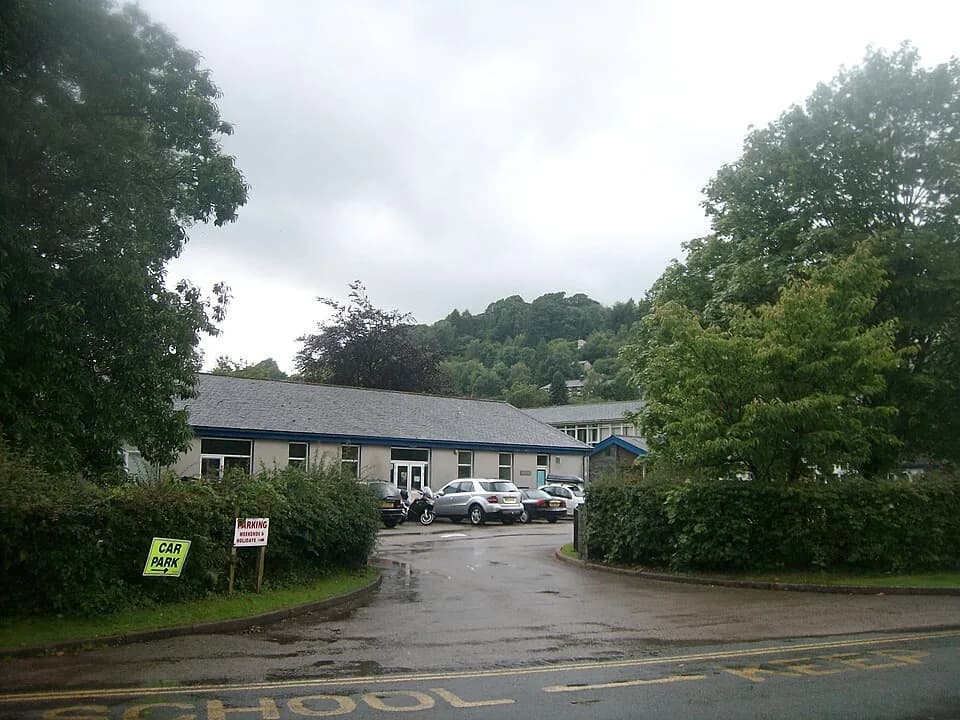 John Ruskin - Entrance to John Ruskin School in Coniston town.