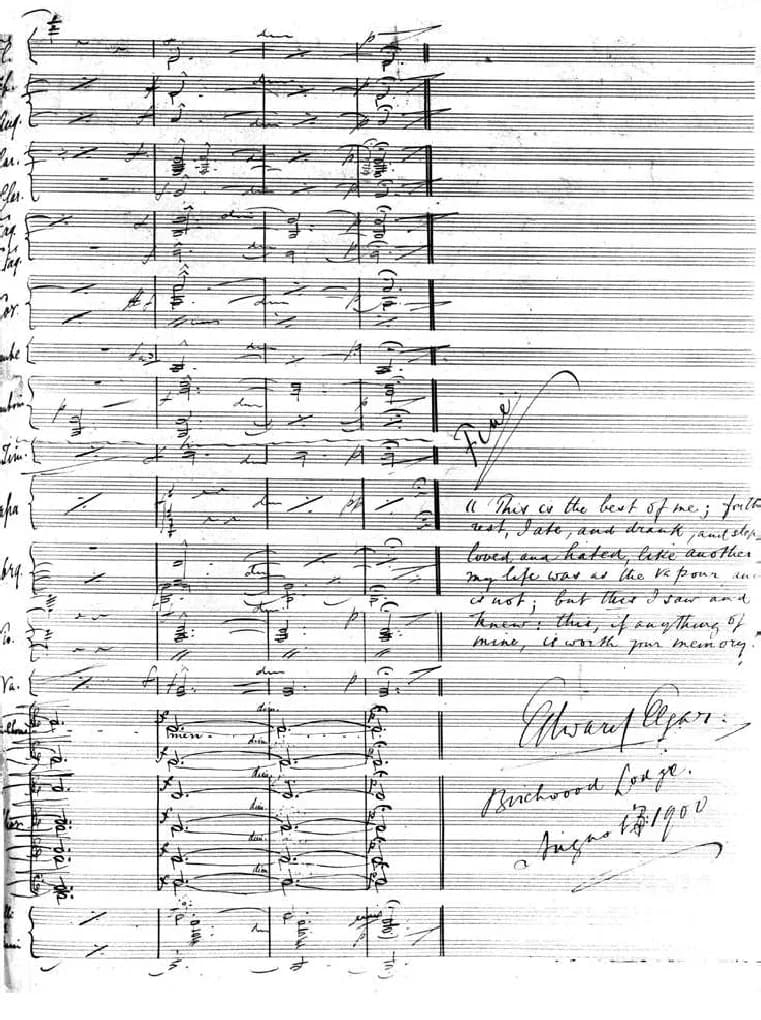 John Ruskin - In August 1900 Elgar added this quotation from John Ruskin’s Sesame and Lilies to the manuscript score of The Dream of Gerontius: "This is the best of me; for the rest, I ate, and drank,