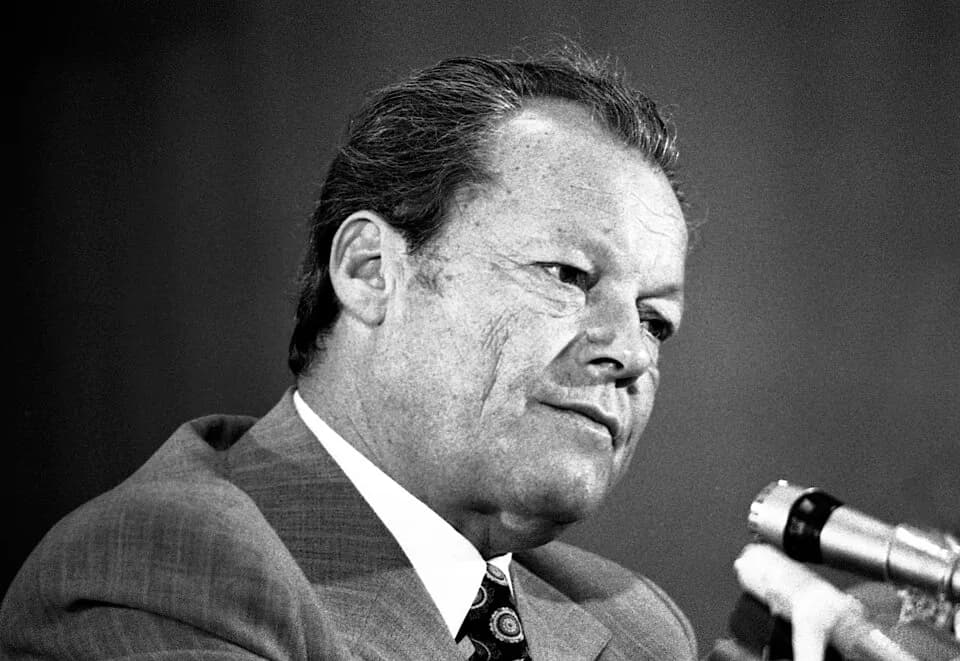 Willy Brandt - German Chancellor Willy Brandt visiting Israel.Photo shows: Chancellor Willy Brandt speaking to the press.