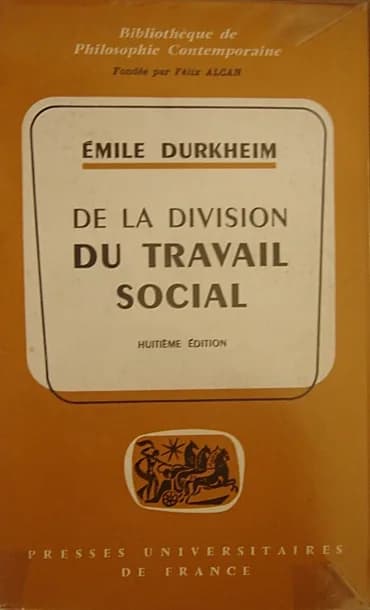 Émile Durkheim - Cover of the French edition of the Division of Labor in Society