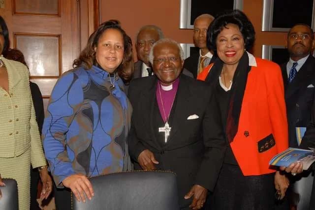 Desmond Tutu - Congresswoman Laura Richardson, Archbishop Desmond Tutu and Congresswoman Diane Watson (left to right) in Washington D.C.