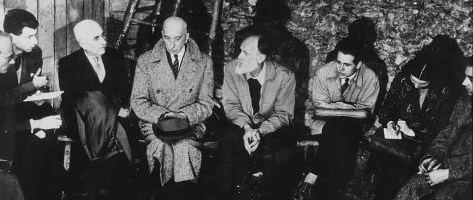 François Mauriac - People fasting against torture during the Algeria War, Paris, 1957 (Lanza del Vasto, Louis Massignon, etc.).