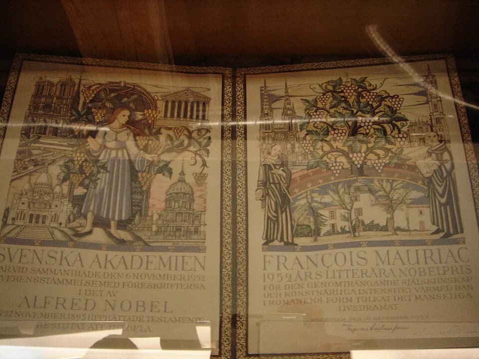 François Mauriac - Diploma of François Mauriac, Nobel Laureate for Literature 1952.
