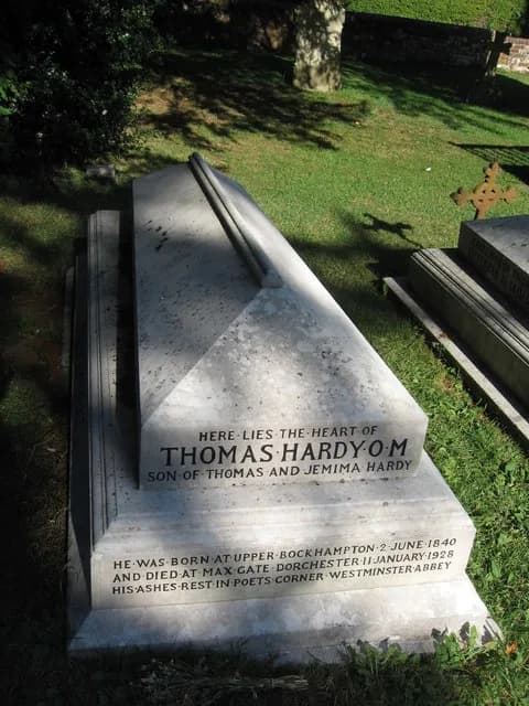 Thomas Hardy - Thomas Hardy's grave, Stinsford churchyard The burial place of Thomas Hardy's heart.  The rest of him is in Westminster Abbey.