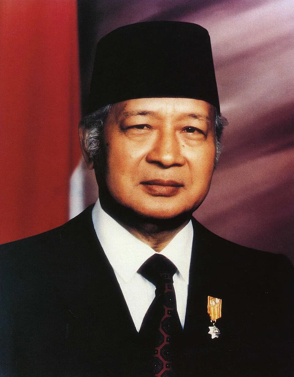Suharto Suharto - Suharto, second President of the Republic of Indonesia, at the start of his sixth term