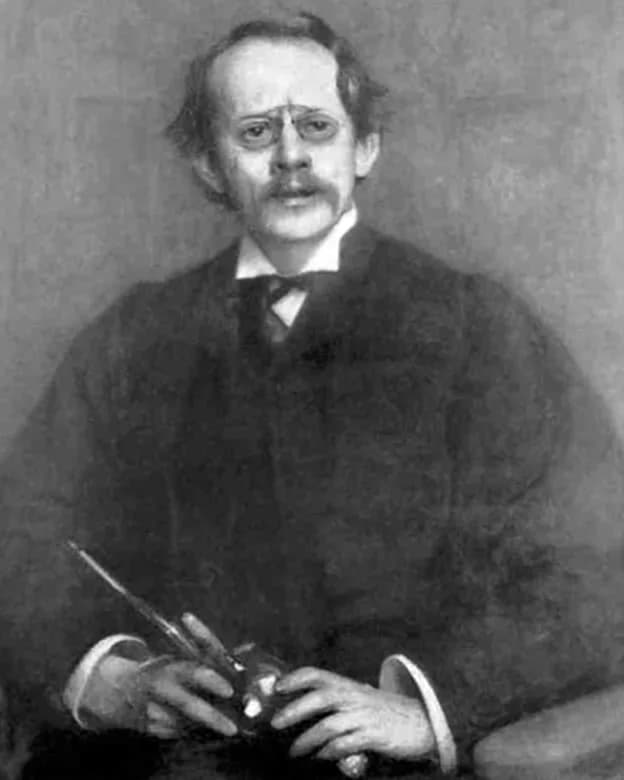 J. J. Thomson - Source: Photo from original
Rationale: The artist en:Arthur Hacker died in 1919, therefore PD.