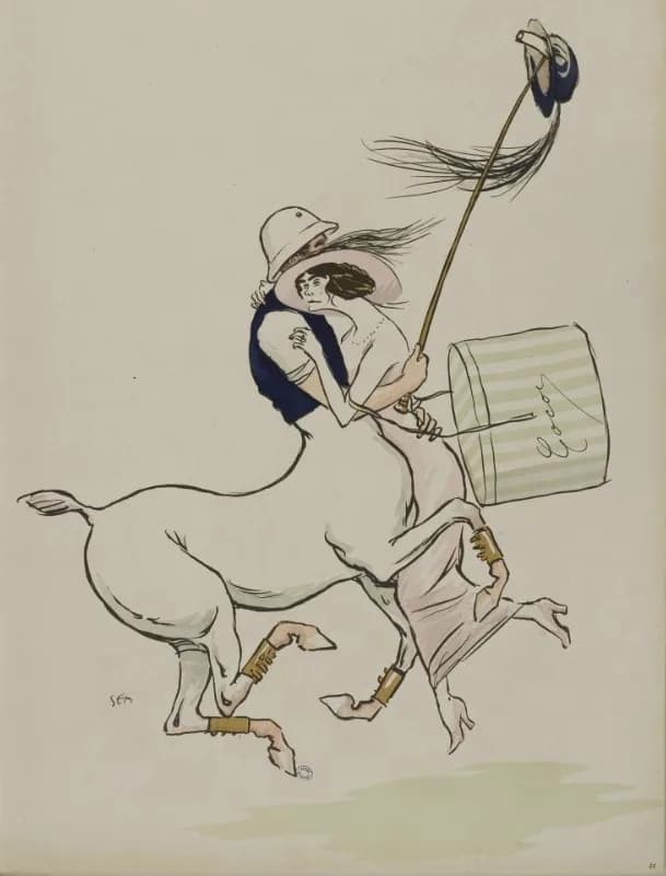 Coco Chanel - Caricature of Coco Chanel dancing with Boy Capel in "Tangoville sur mer"