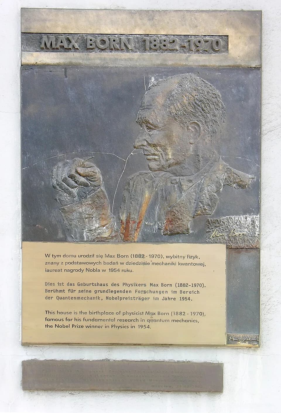 Max Born - Tablica ku czci Maxa Borna we Wrocławiu, plac Wolności 4.