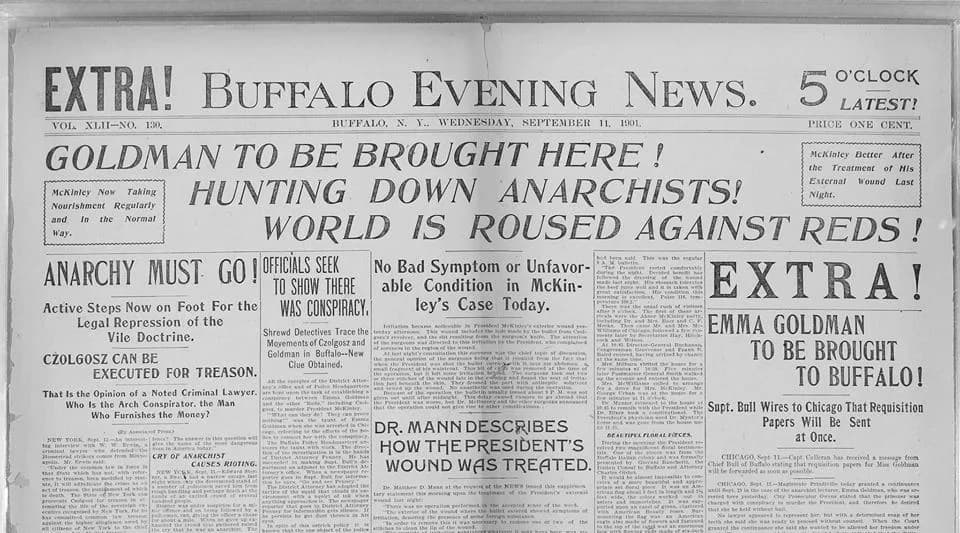 Emma Goldman - Extra! Read the entire newspaper here: http://www.theodorerooseveltcenter.org/Research/Digital-Library/Record.aspx?libID=o284362
Keywords: president; presidential; roosevelt; buffalo ex