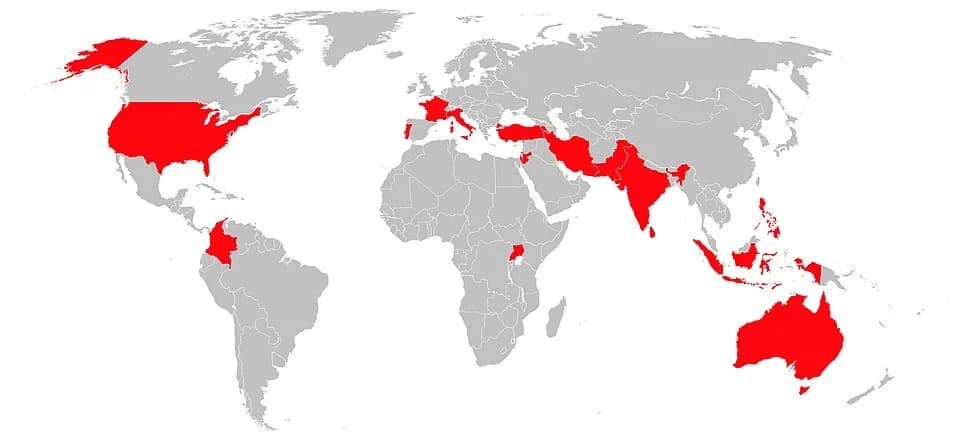 Paul VI - Countries visited by pope Paul VI